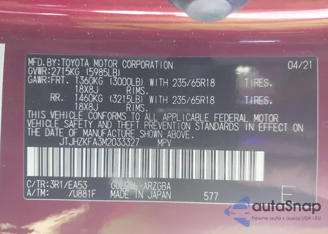 2021 Lexus Rx 350L from USA, damaged, VIN JTJHZKFA3M2033327